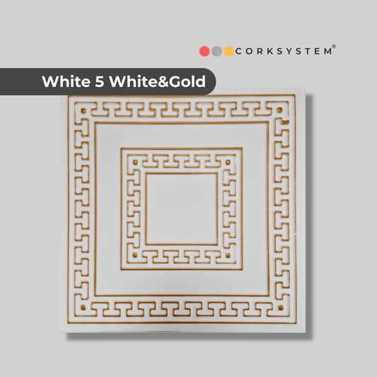 White 5 (White&Gold): Decorative Ceiling & Wall Panels - 2m2 (21.52 sqft) - 8 Panels