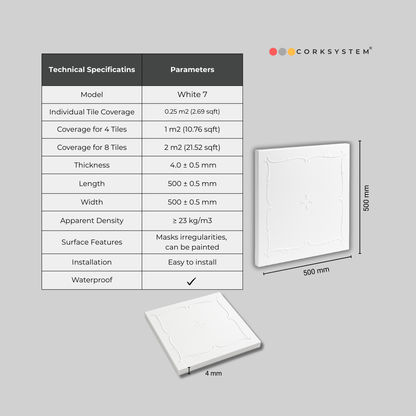 White 7: Decorative Ceiling & Wall Panels - 2m2 (21.52 sqft) - 8 Panels