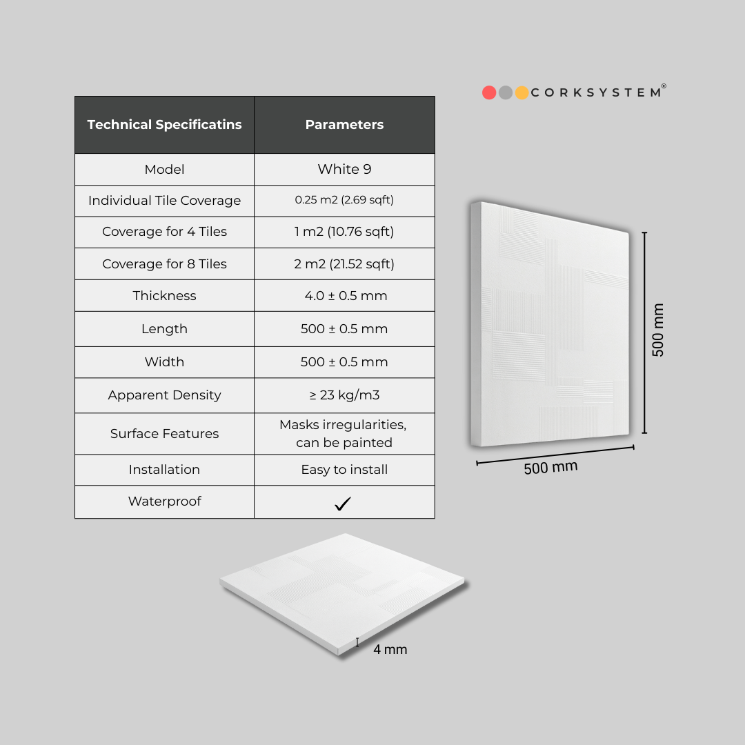 White 9: Decorative Ceiling & Wall Panels - 2m2 (21.52 sqft) - 8 Panels