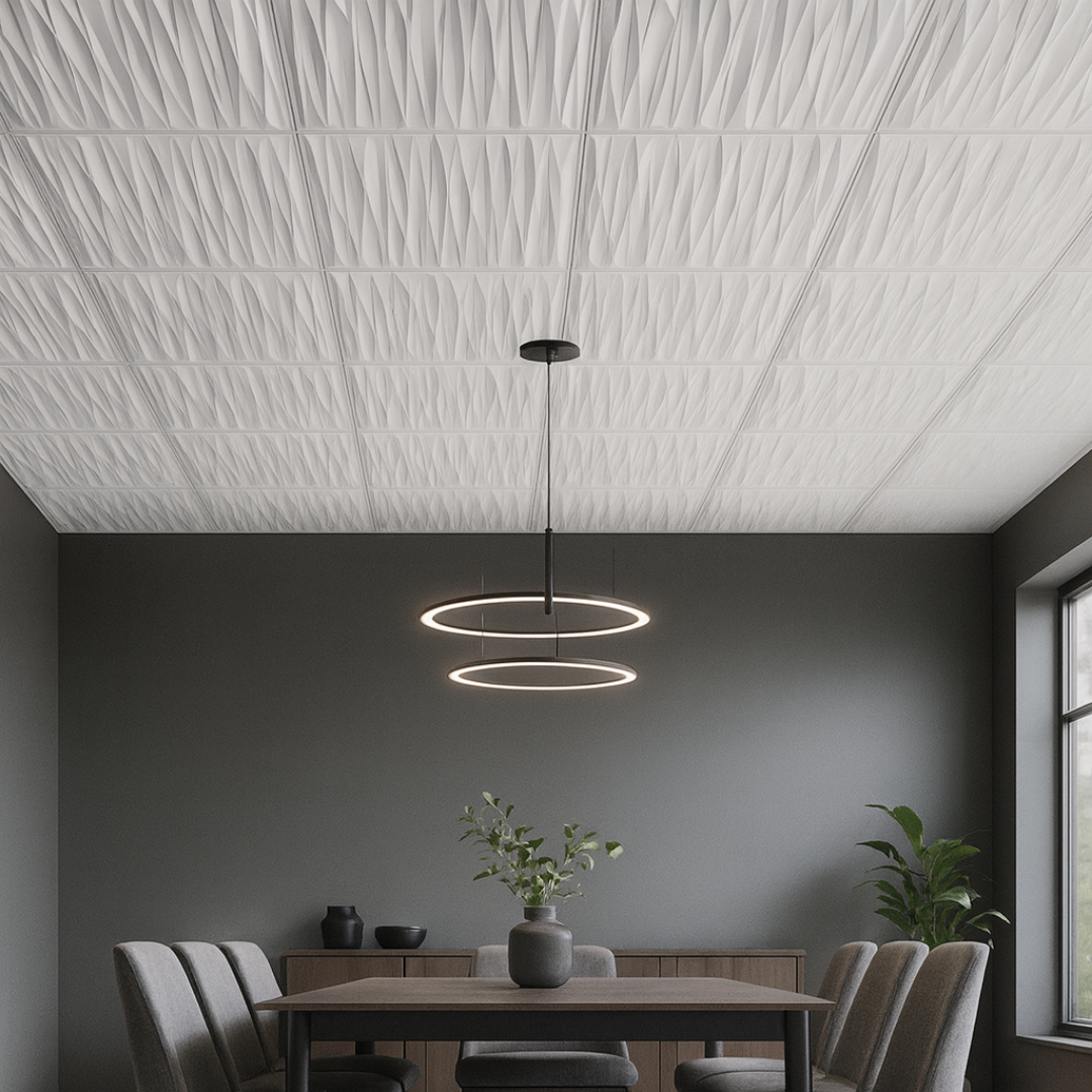 White Stone 3D: Decorative Ceiling & Wall Panels - 2m2 (21.52 sqft) - 8 Panels (Kopia)