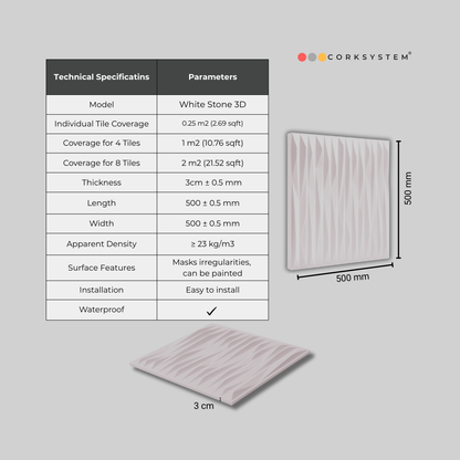 White Stone 3D: Decorative Ceiling & Wall Panels - 2m2 (21.52 sqft) - 8 Panels (Kopia)
